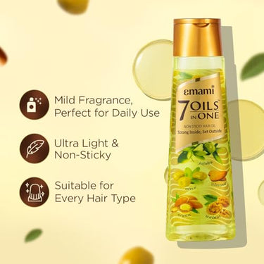 Emami 7 Oils in One Hair Oil | Makes Hair 20x Stronger and Manageable | Coconut Oil, Amla, Jojoba, Olive, Walnut, Argan & Almond Oils | 300ml